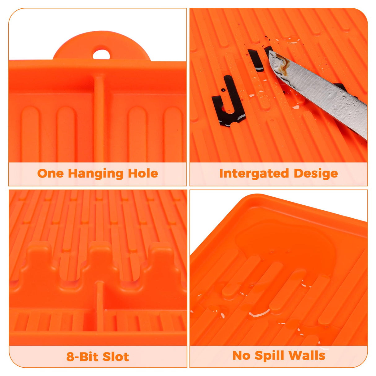 Silicone Grill Mat Compatible with Blackstone - Heat Resistant Silicone Grill Tools Mat with Drip Pad - Blackstone Griddle Accessories for Kitchen, Cooking, Countertop Silicone Spatula Mat (Orange) WoodArtSupply