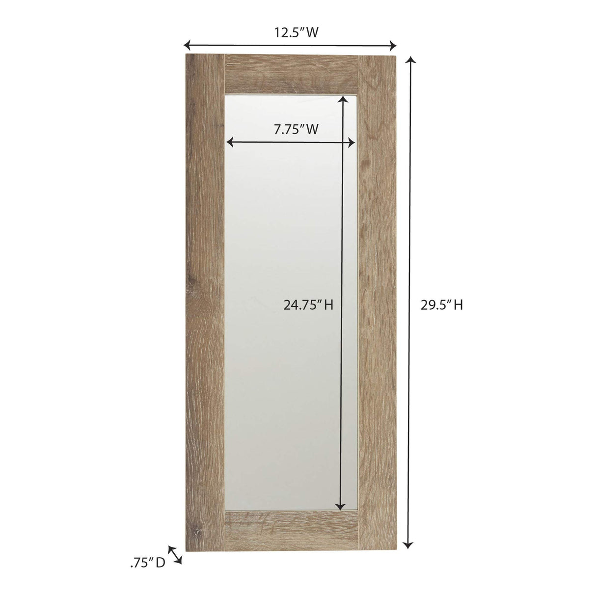 Household Essentials 8078-1 Ashwood Rectangular Wall Mirror Household Essentials