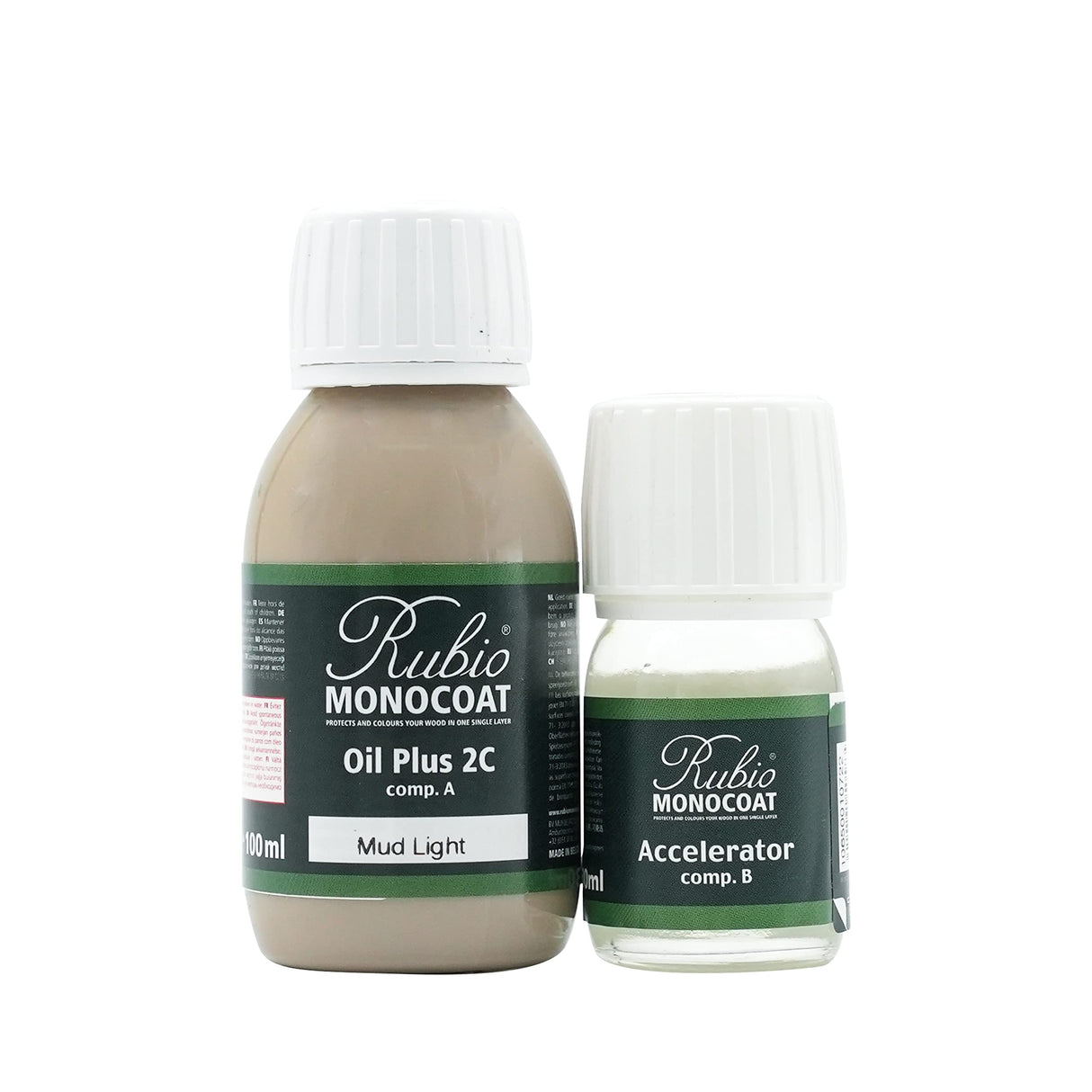 Rubio Monocoat Wood Stain & Finish 65 ft² - Mud Light | Oil Plus 2C | Quick-Dry, Eco-Friendly Linseed Wood Oil for Indoor Use, Includes Accelerator (Part B) | Protector | 130 ml Rubio Monocoat