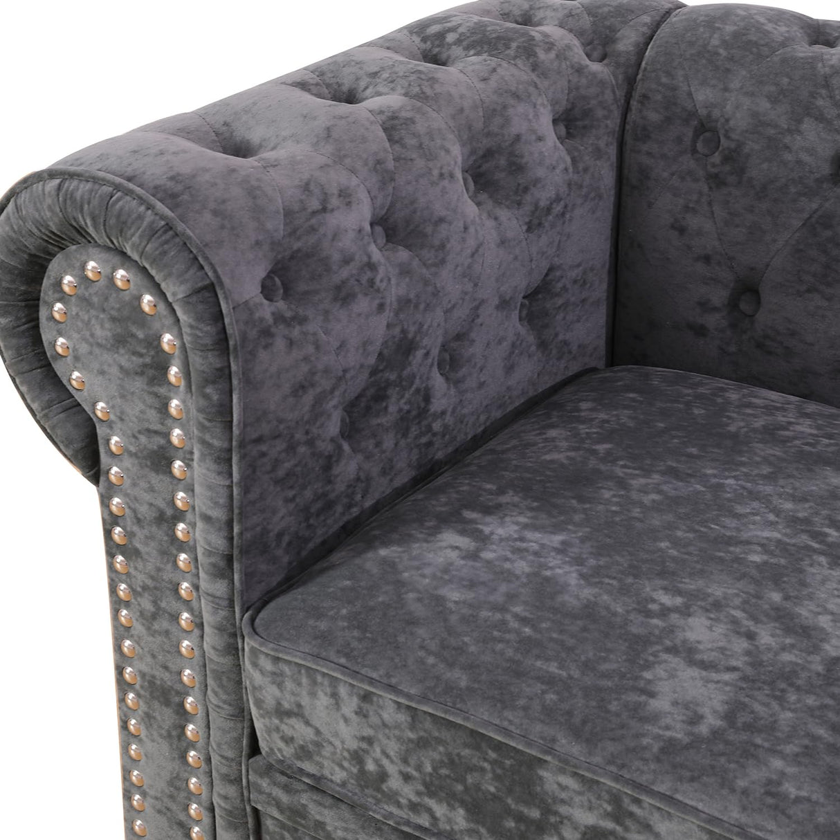 SIENWIEY Chesterfield Sectional Sofa,Deep 80 Inch Luxurious L Shaped Couch Button Tufted Velvet Sofa/Upholstered Rolled Arm with Rivets/Chesterfield Settee Modern 5 Seater Sofa for Living Room,Black SIENWIEY