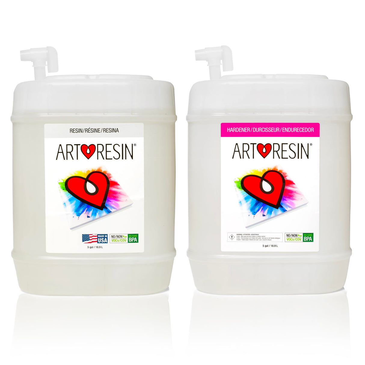 ArtResin - Epoxy Resin - Clear - Non-Toxic - 10 gal (5 gal Resin + 5 gal Hardener) (37.85 L) ArtResin