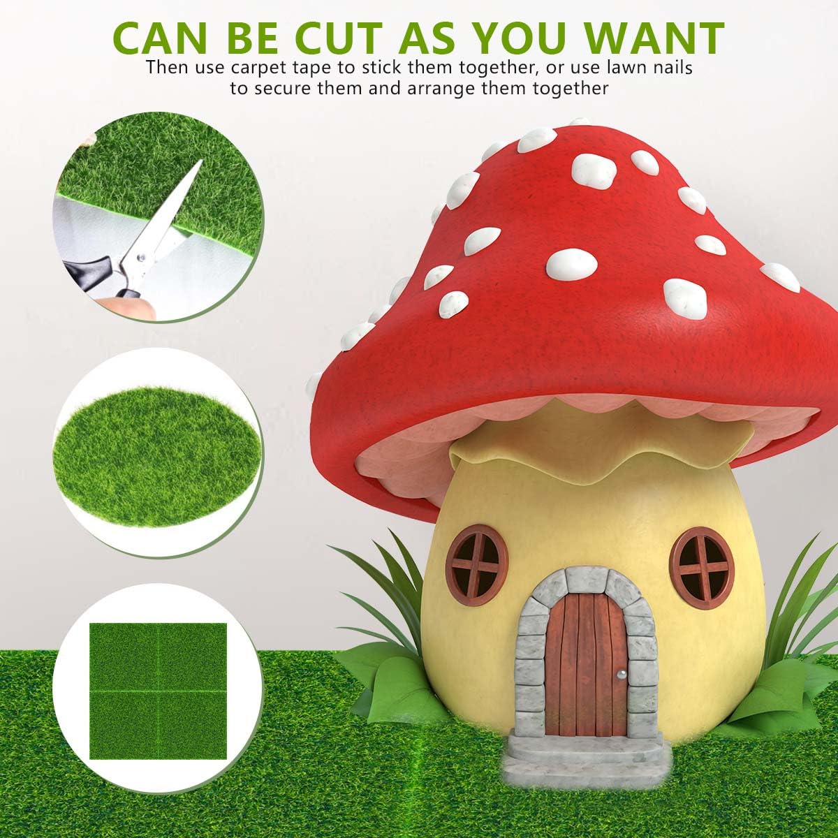 KISEER 6 Pack Fairy Garden Grass 6 x 6 Inches Miniature Artificial Craft Grass for Dollhouse Ornament DIY Decoration KISEER