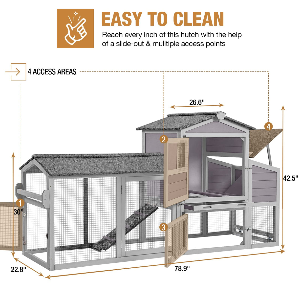 Mobile Chicken Coop with Nesting Box, Outdoor Hen House Poultry Cage with Casters X-Large GUTINNEEN