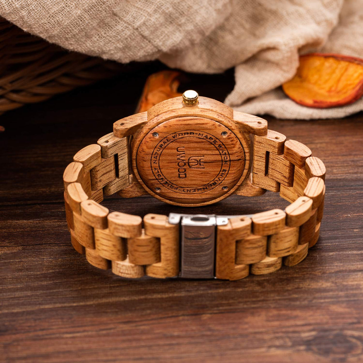 MUJUZE Wooden Watch for Men, Wood Watches Gifts Lightweight Handmade Minimalist Movement Classic Wooden Watches Casual Wood Watches Men, Wood Watch for Men (1007 Mango) MUJUZE