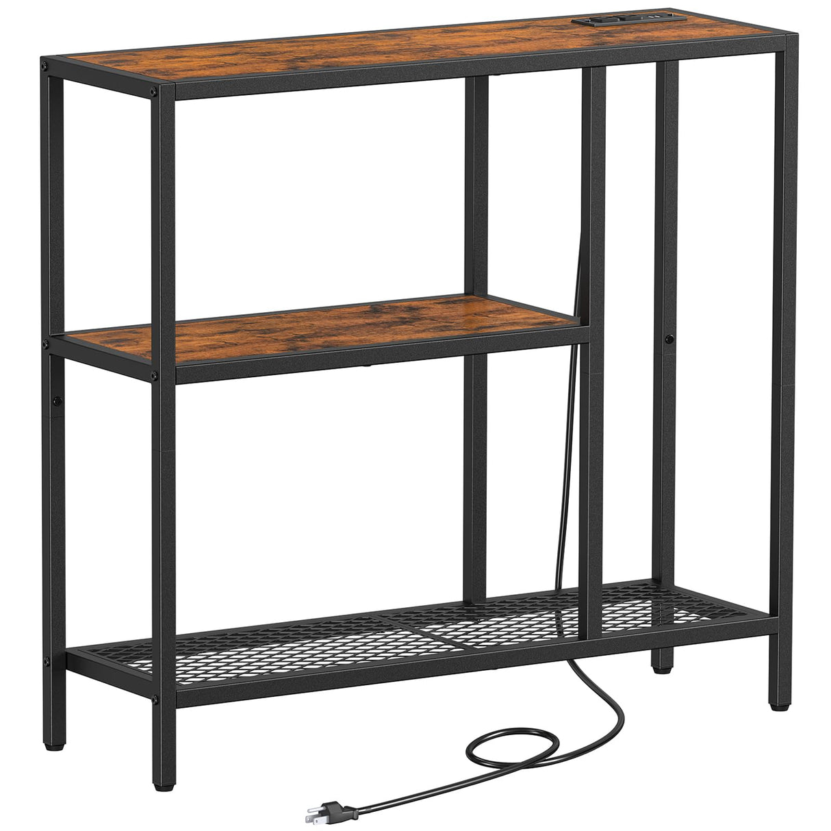 Snughome Console Table with Power Outlets, Entryway Table with Storage, Narrow Sofa Table with 3 Tier Shelves, Couch Table with USB Ports, Hallway Table for Living Room, Entrance Snughome