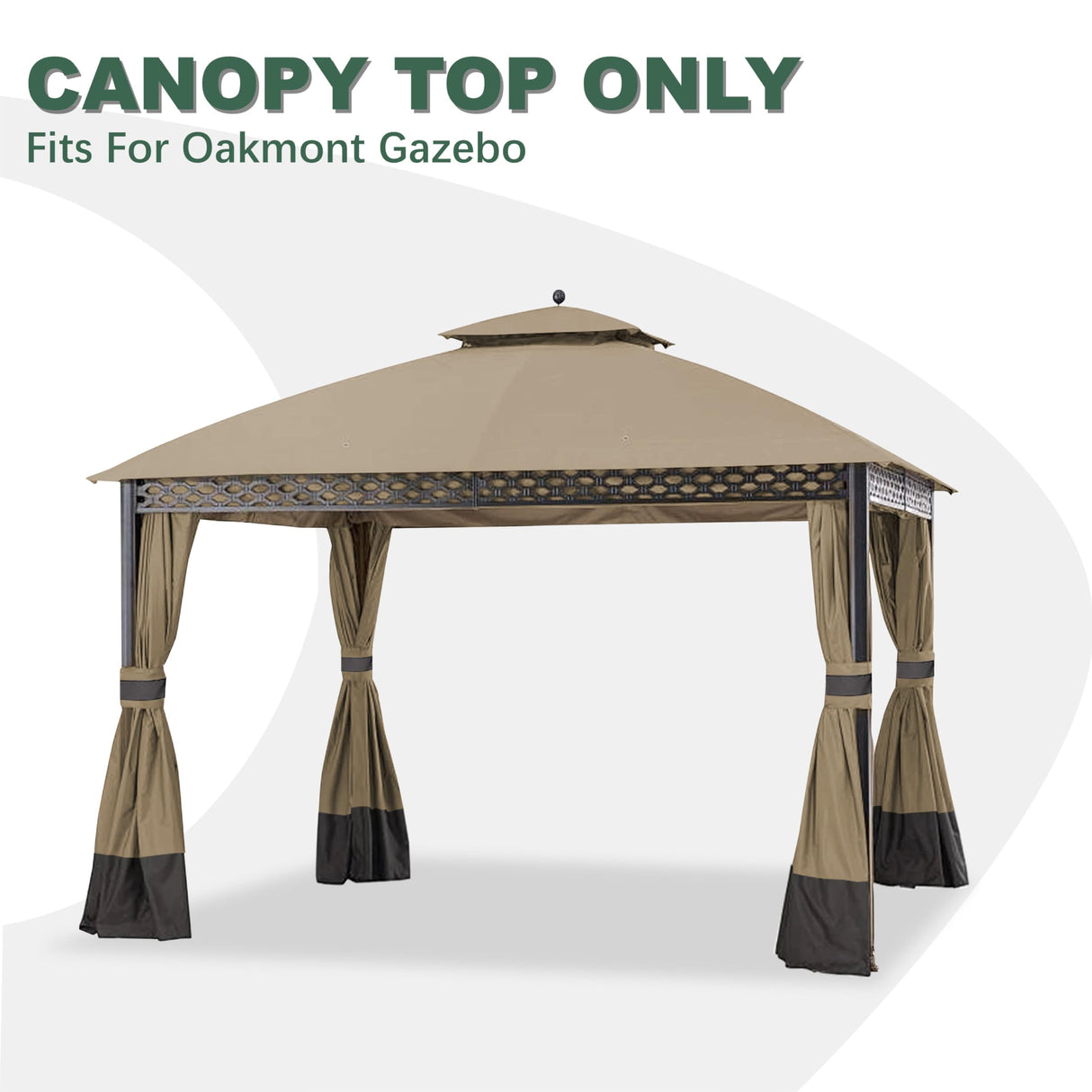 JANCANOPY Replacement Cover for 10X12Ft Oakmont Gazebo L-GZ1188PST-A,Pinehurst Gazebo L-GZ1188PST,Khaki JANCANOPY