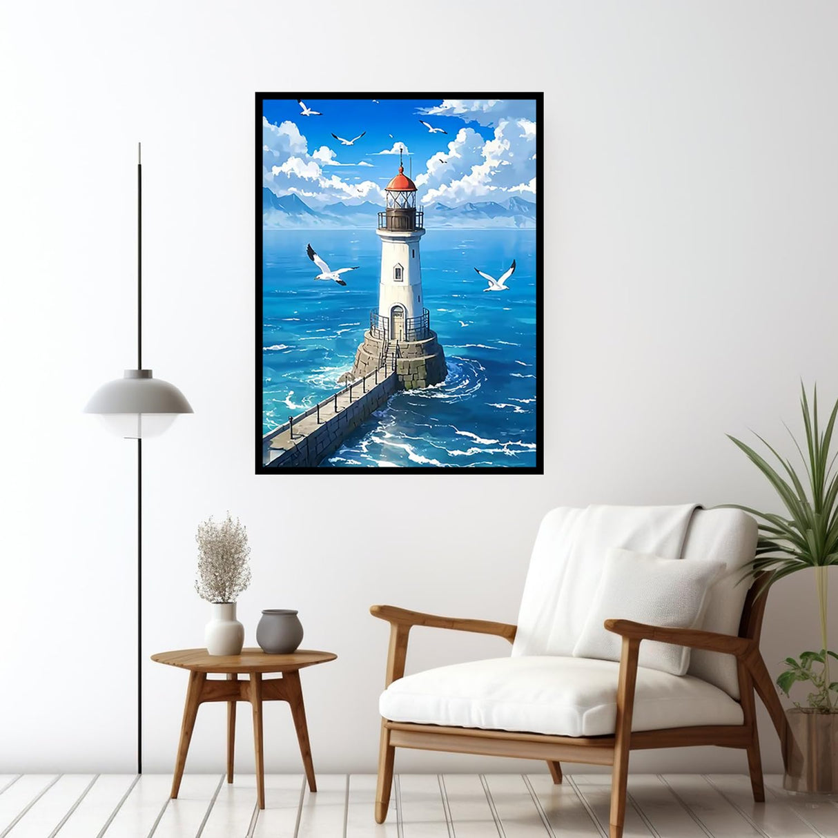 CHWGLFGG 5D Diamond Art Kits for Adults Beginners, Seascape Lighthouse Diamond Painting Kits, DIY Full Round Drill Paint by Diamonds Dot Gem Art for Adults, Home Wall Decor 12x16 Inch CHWGLFGG