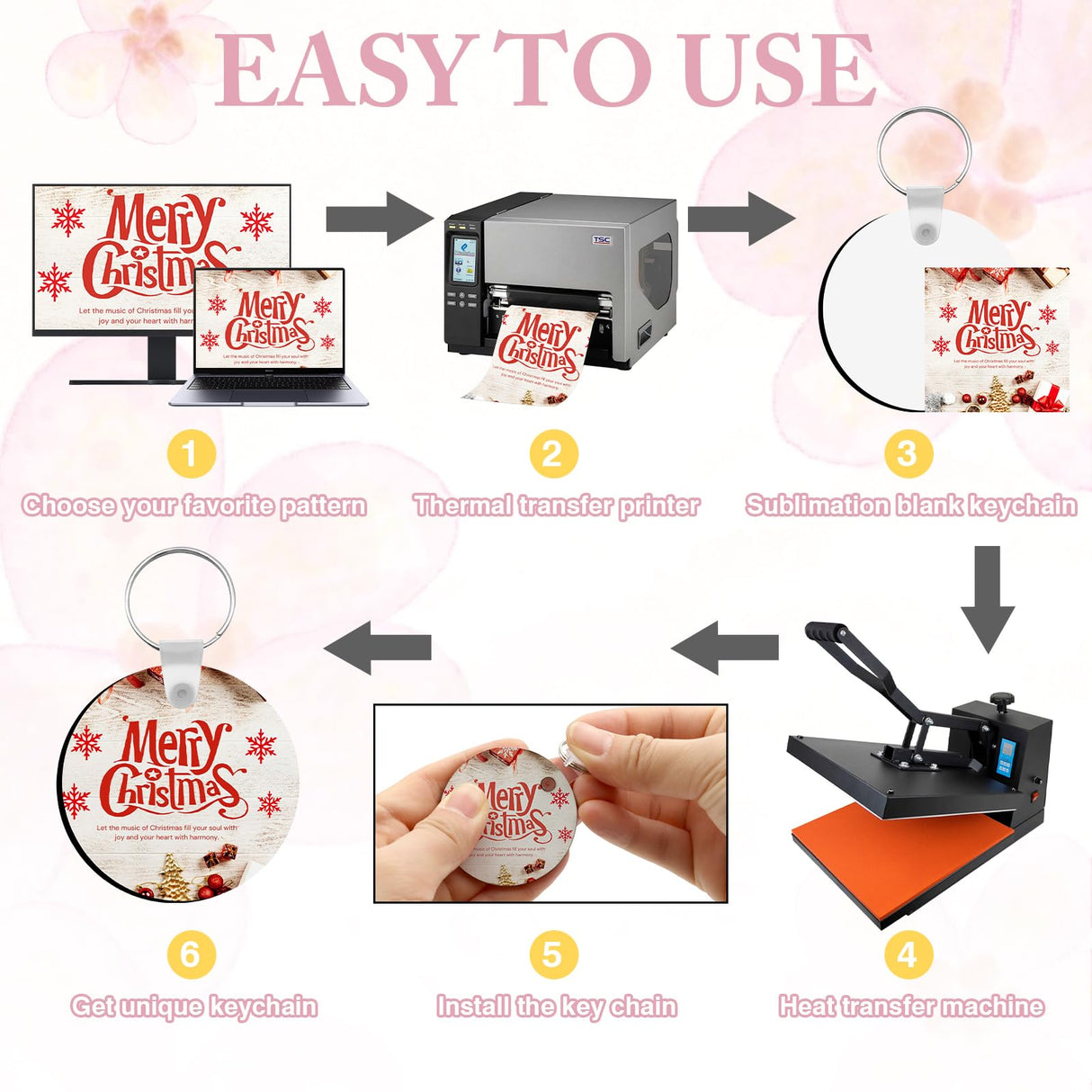 SPOKKI 180 Pieces Sublimation Keychain Blanks Bulk, Double Side Heat Transfer Sublimation Ornament Blanks Blanks, 60 Sets Keychain Rings and Jump Rings for DIY Keychain Crafting (Round) SPOKKI