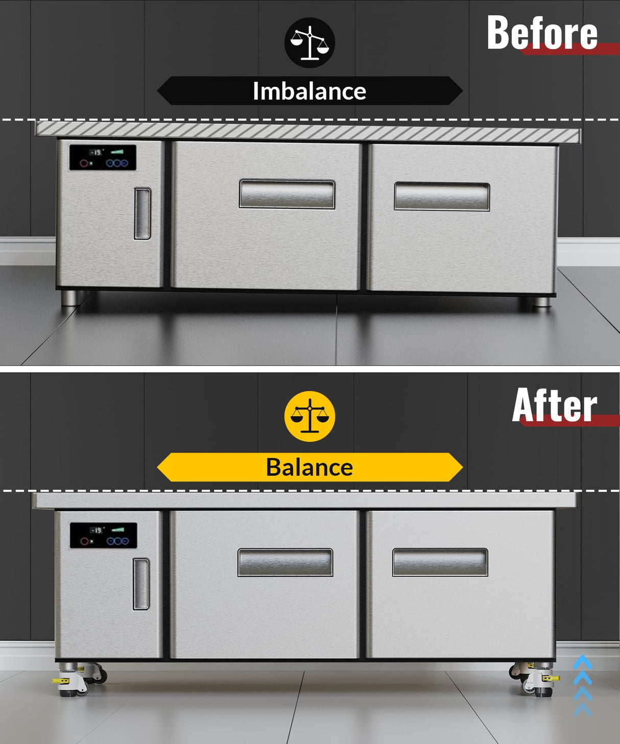 HOLKIE Leveling Stem Casters Set of 4 Heavy Duty Retractable Caster Wheels, 1/2" and M12 Stem Size, Total Capacity 3300 Lbs, Adjustable Wheel with Ratchet Handle for Workbench, Machine, Equipment HOLKIE