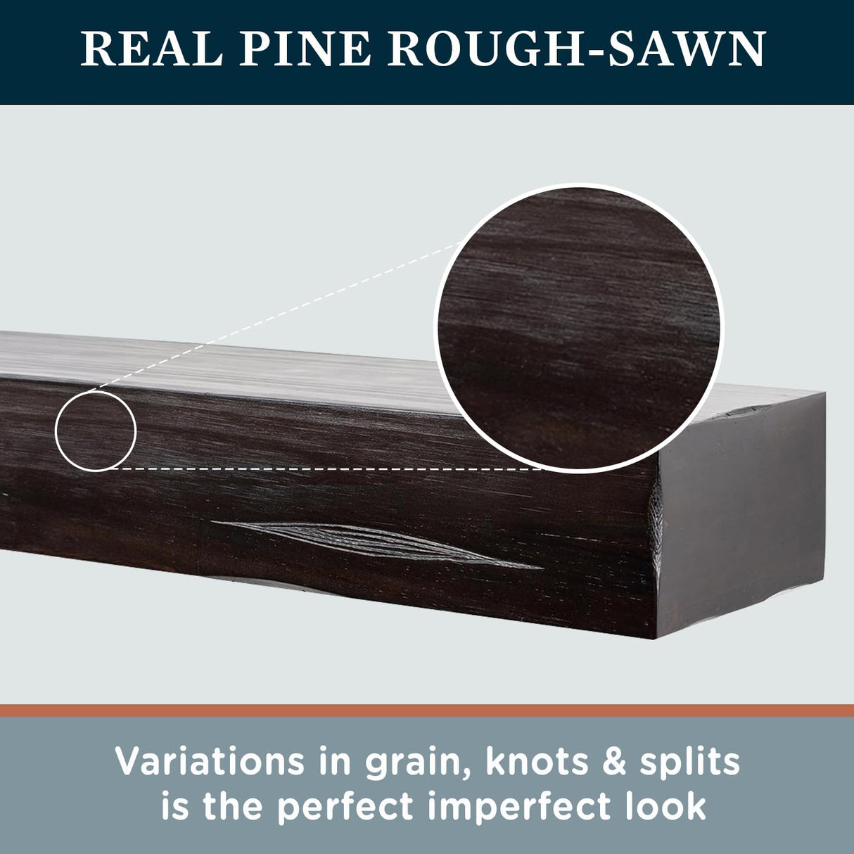 MANTELSDIRECT Breckenridge Distressed Wood Mantel Shelf - Espresso Rustic 72 Inch Beautiful Wooden Rustic Shelf - Includes Corbels Perfect for Electric Fireplaces and More! Mantels Direct MANTELSDIRECT