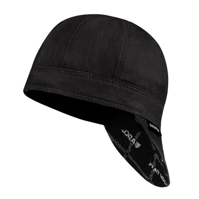 ARCCAPTAIN Reversible Welding Cap, 8 Panel Protective Welders Cap, 10 oz Fireproof Cotton Comforts for Safety and Protection While Welding to Men Women, Black, 7 1/4
