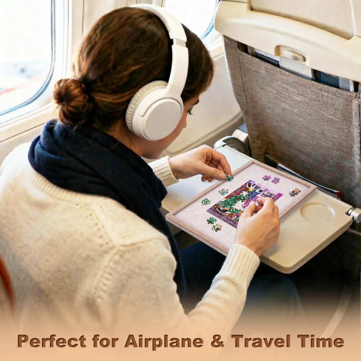 Piecevana Portable Puzzle Board 4-Pack, Small Jigsaw Puzzle Board for Mini Puzzles, 11.8" x 7.8" Lightweight Felt Puzzle Board for Travel, Outdoor Activities, Parties