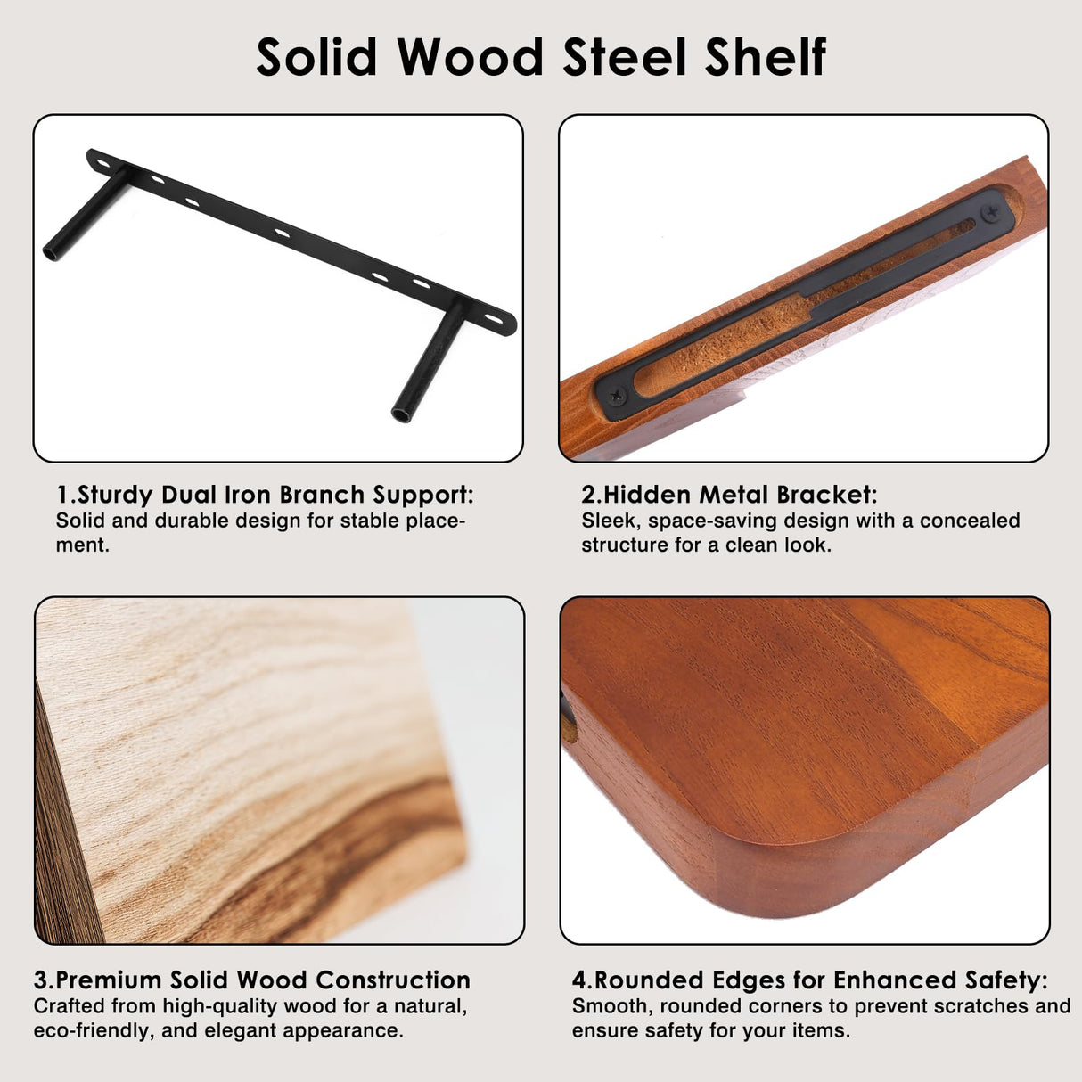 Fixwal Corner Floating Shelves for Wall Mounted Natural Solid Wood 16"x11.4" Farmhouse Home Decor Display Shelving Set of 3 (Rustic Brown) Fixwal