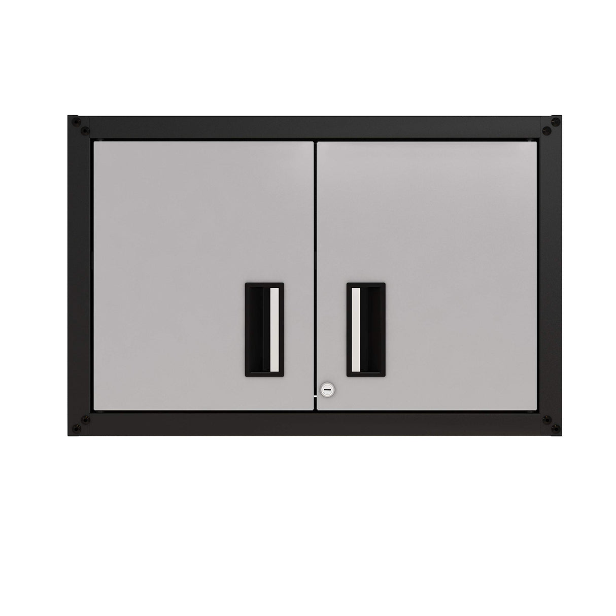 itbe Ready-to-Assemble Floating Garage Storage Cabinet - Wall Mount Garage Cabinet w/Lockable 2 Doors, 44 lbs Shelf Capacity, Removable Shelf, Small Steel Metal Cabinet(Black and Grey) itbe