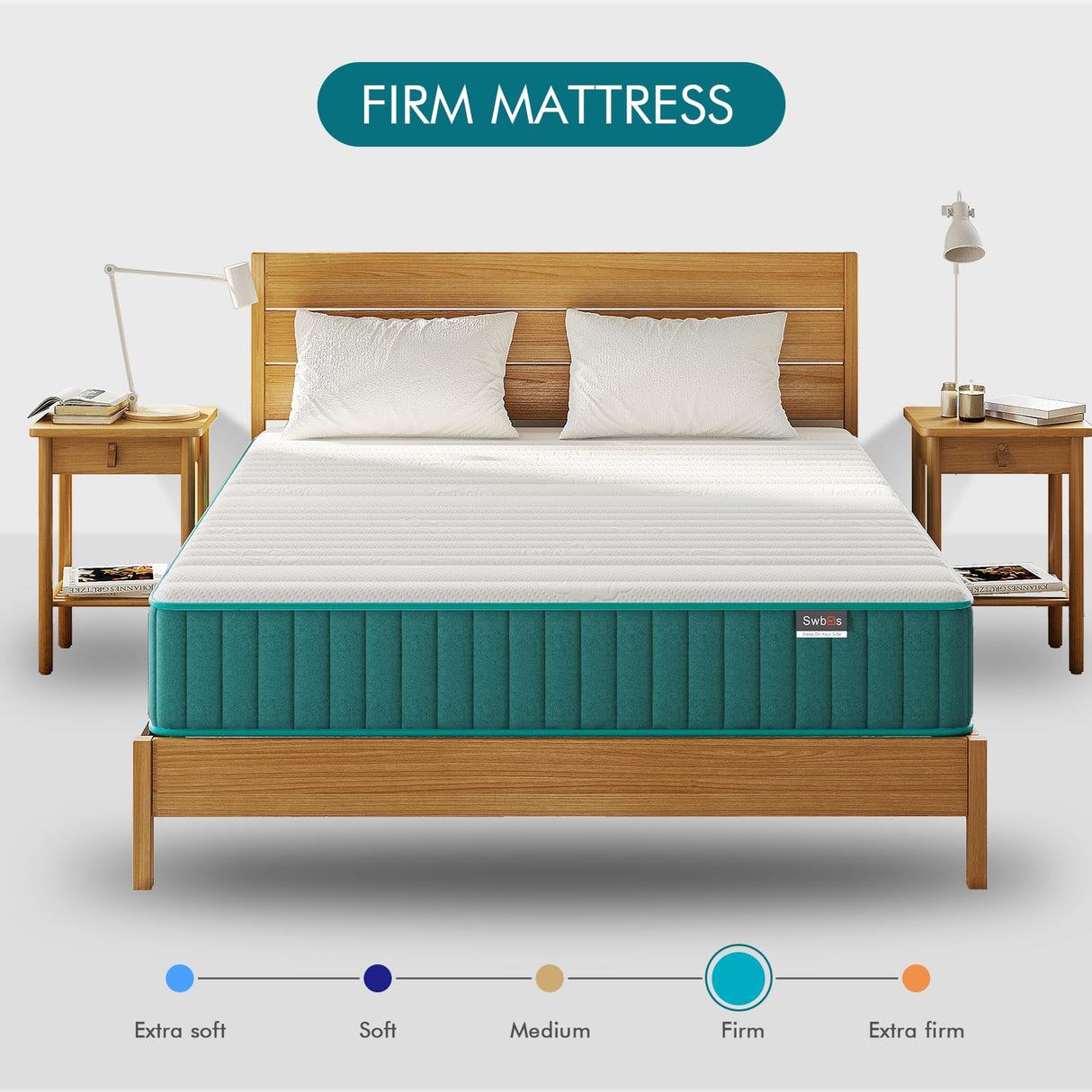 Swbvs Firm Queen Mattress, 14 Inch Cooling-Gel Memory Foam & Pocket Spring Hybrid Mattress,Firm Feel,Queen Bed Mattress in a Box, CertiPUR-US Certified, Queen Size Mattress Swbvs