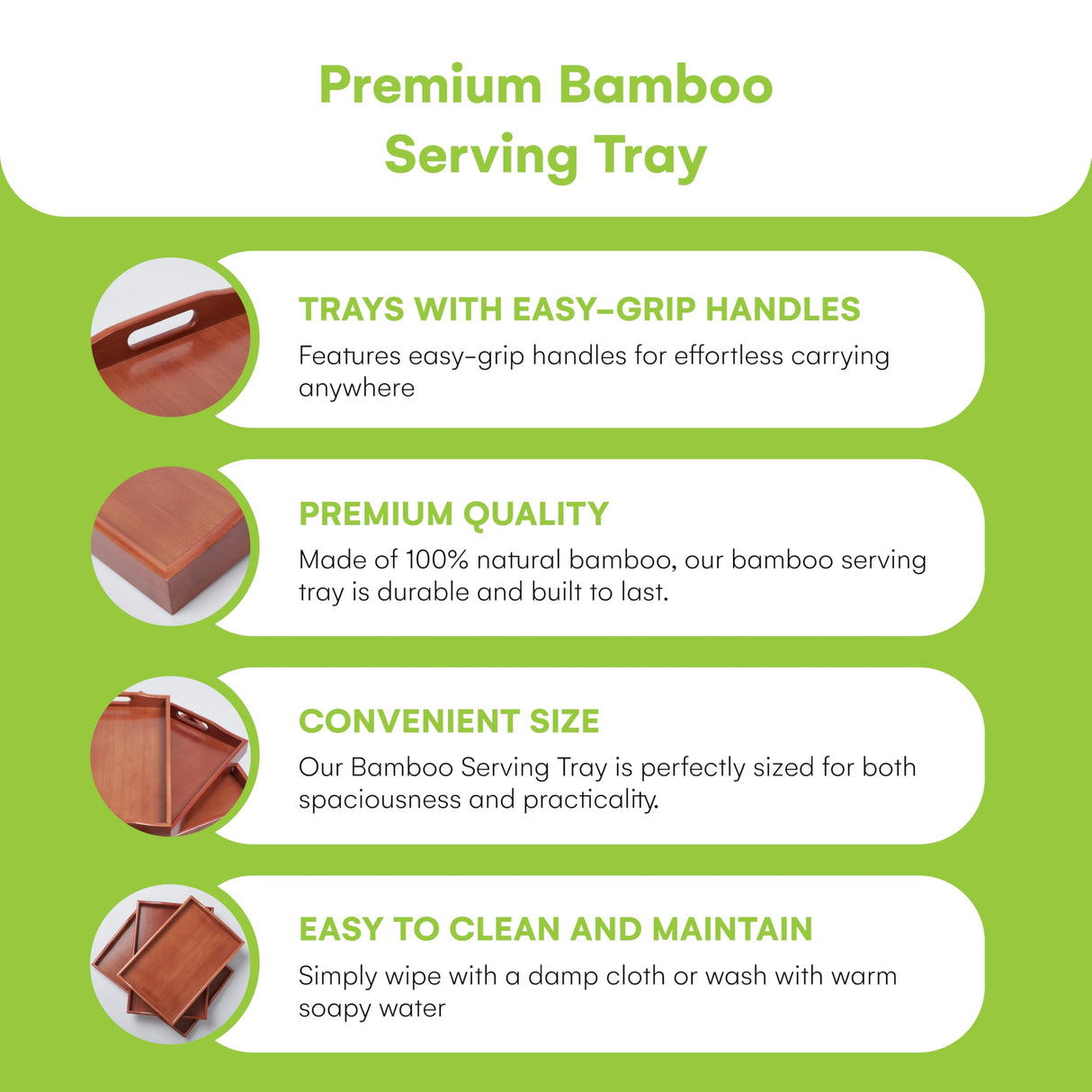 Prosumers Choice Wooden Tray - Dark Wood Serving Trays with Handles - Nesting Design for Space Saving - Wooden Serving Tray for Food, Drinks, Snacks - Set of 3 Prosumer's Choice