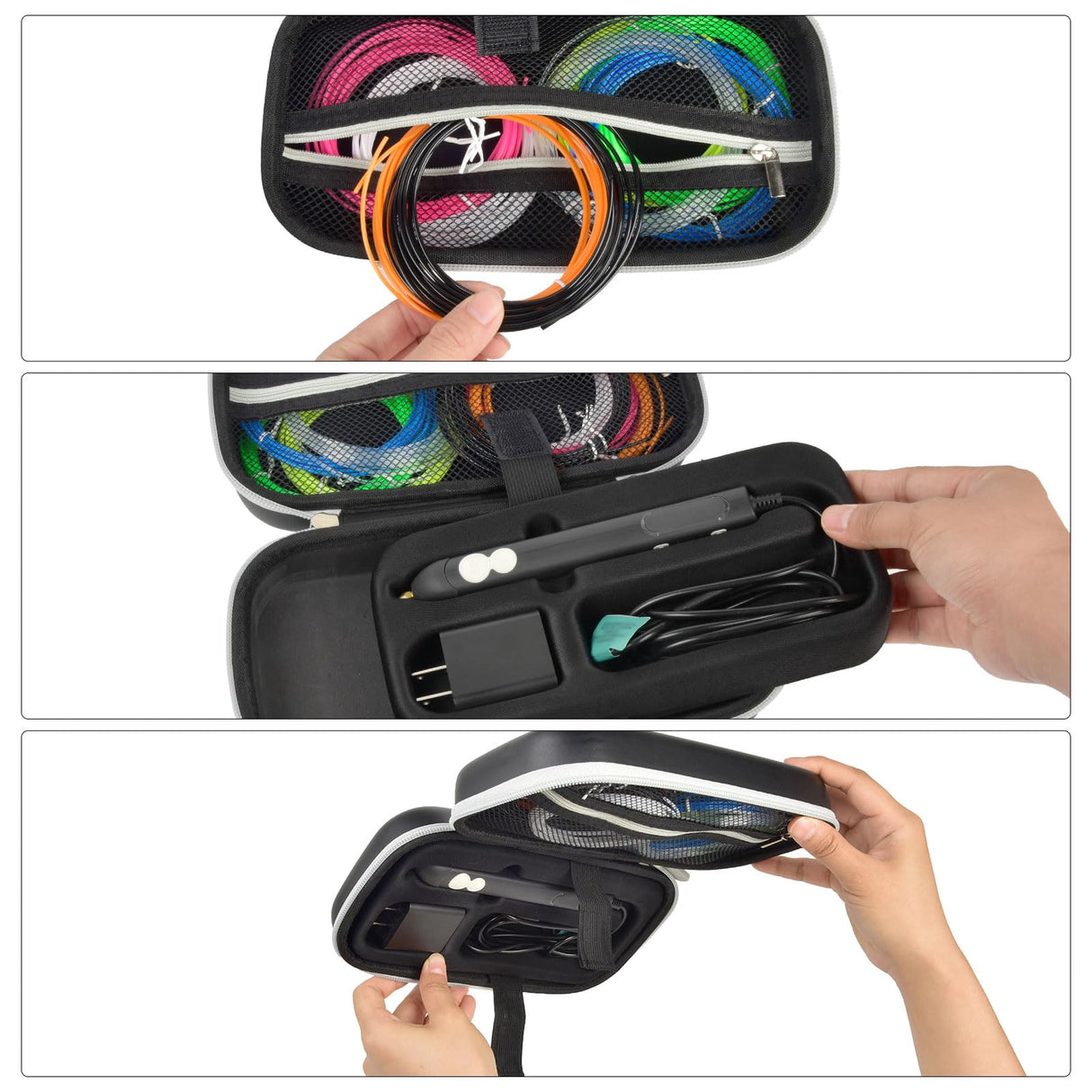 PAIYULE Case Compaitble with 3Doodler Flow for 3D Printing Pen for Teens Adults Creators, Storage Holder for 3D Pens Free Refill Filaments, Organizer Box for 3D Printer Drawing Accessories (Bag Only) PAIYULE