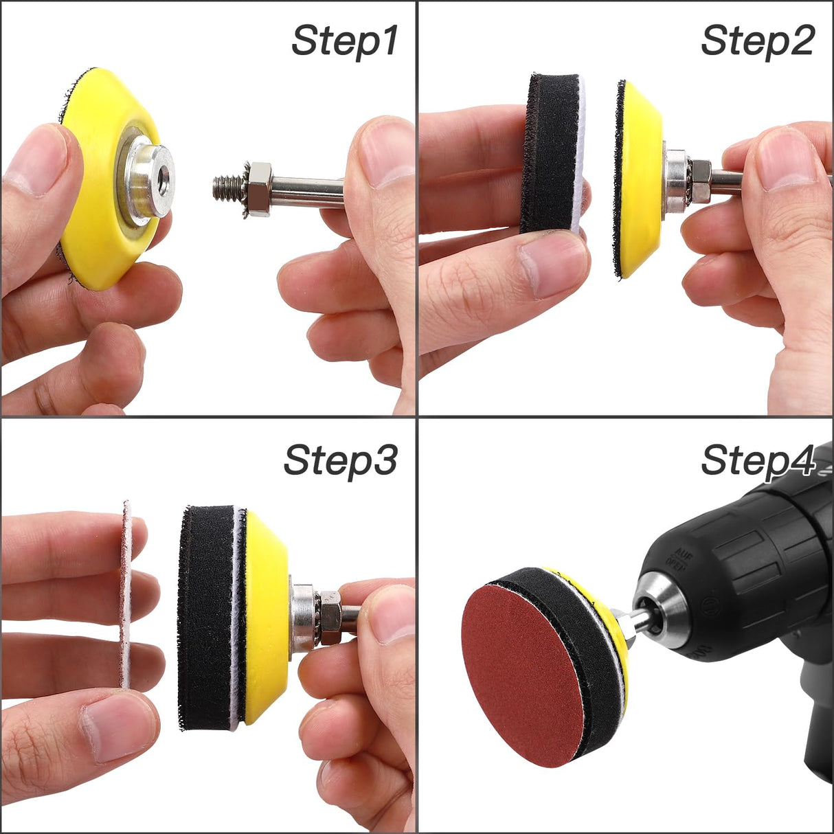 HongWay 300pcs 2 Inches Sanding Discs Pad Kit, Drill Sander Attachment for Sanding Grinder Rotary Tools with Backer Plate Shank and Soft Foam Buffering Pad, Sandpapers Includes 60-3000 Grit HongWay