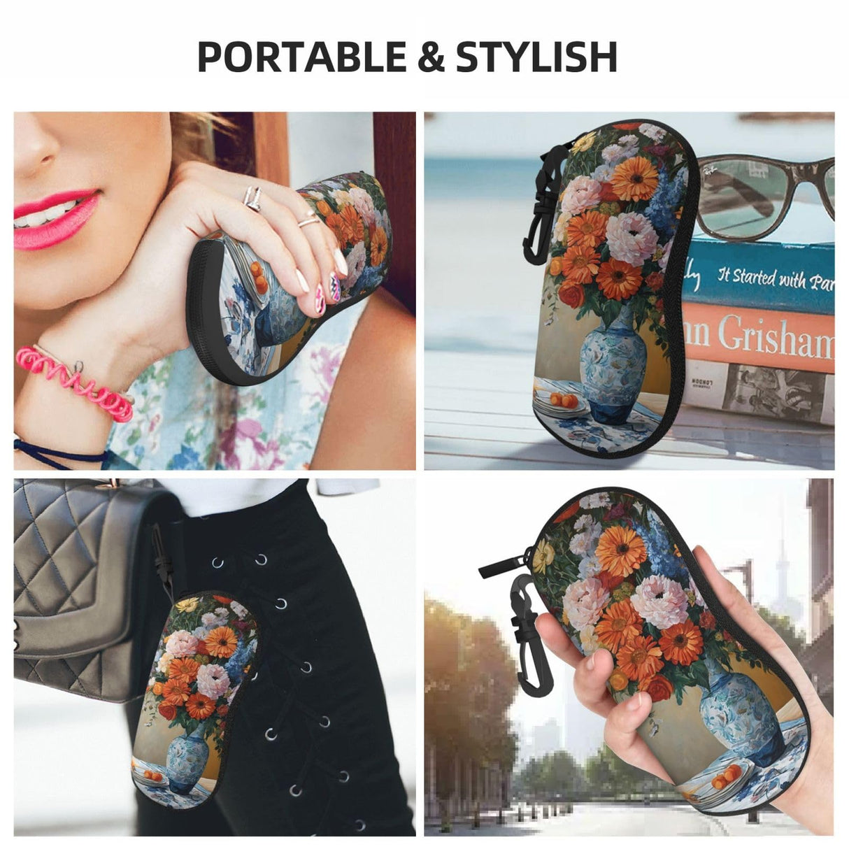 WTTRAEHHM (Flower Diamond Painting) Glasses Case Eyeglasses Soft Pouch Neoprene Zipper Sunglasses Case With Belt Clip For Men Women WTTRAEHHM