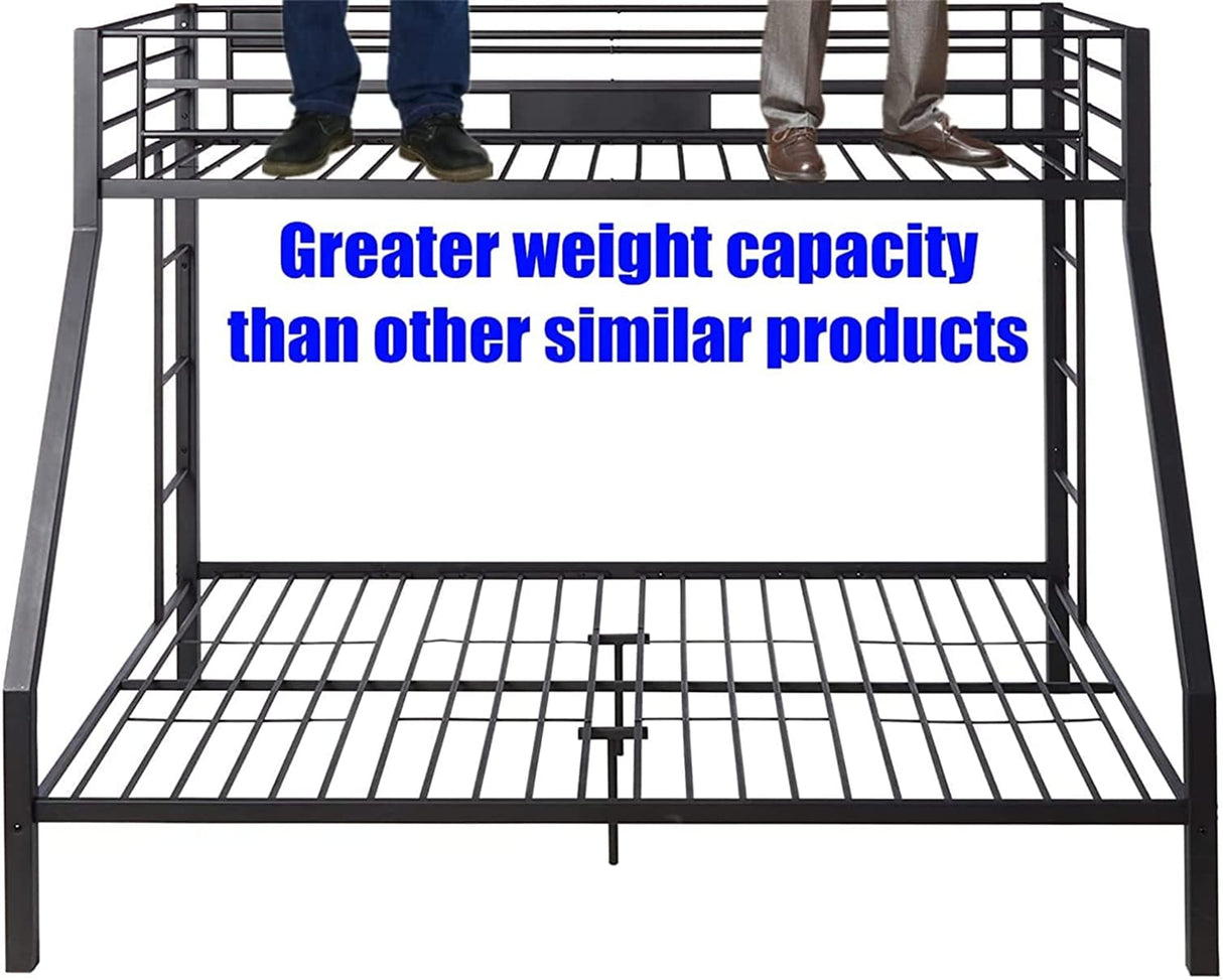 NIAYOU Twin XL Over Queen Bunk Bed, Industrial Style, Black Metal, Up to 900 lbs Weight Capacity, Easy Assembly NIAYOU