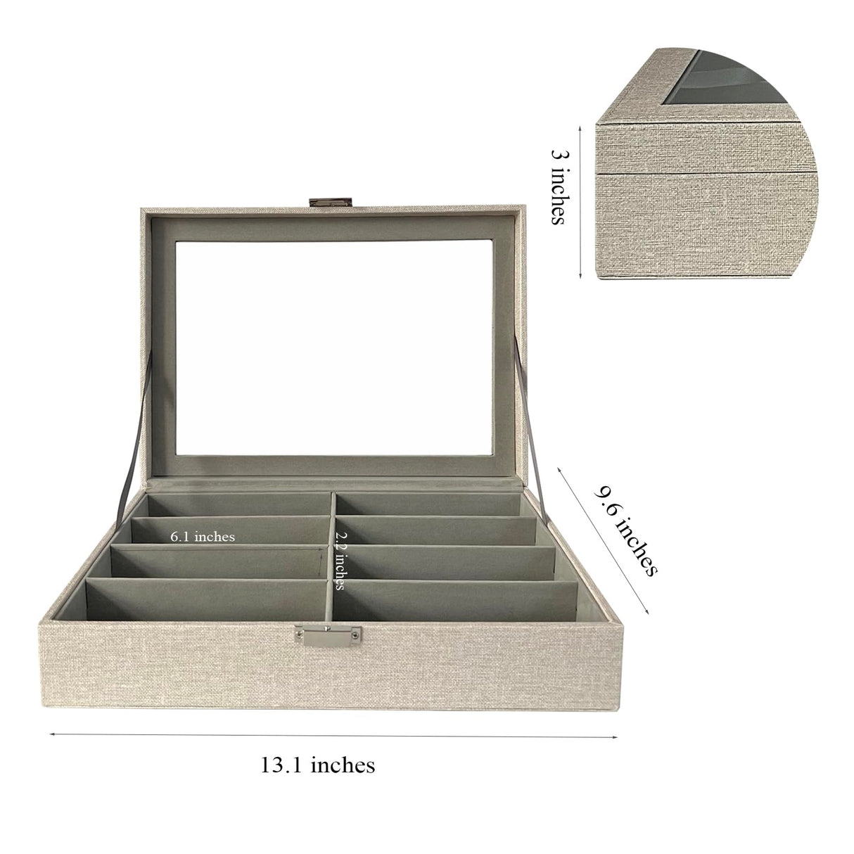 UnionPlus 8-Slots Sunglasses Case Organizer, Eyeglass Glasses Display Holder Collector, Multiple Sunglasses Storage Case, Beige Liner Faux Leather UnionPlus