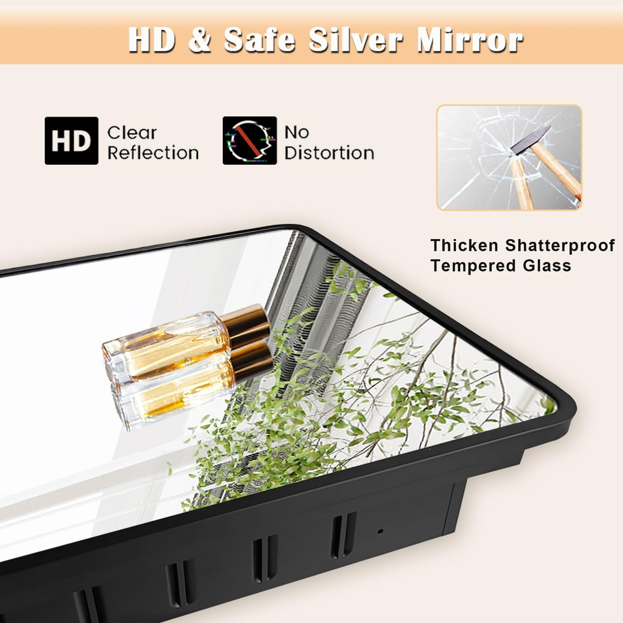 MEETDH 18"x26" Medicine Cabinet Mirror, Black Bathroom Cabinet with Mirror Wall-Mounted or Recessed, Bathroom Vanity Mirror with Storage, Solid Metal Frame, Adjustable Glass Shelves MEETDH