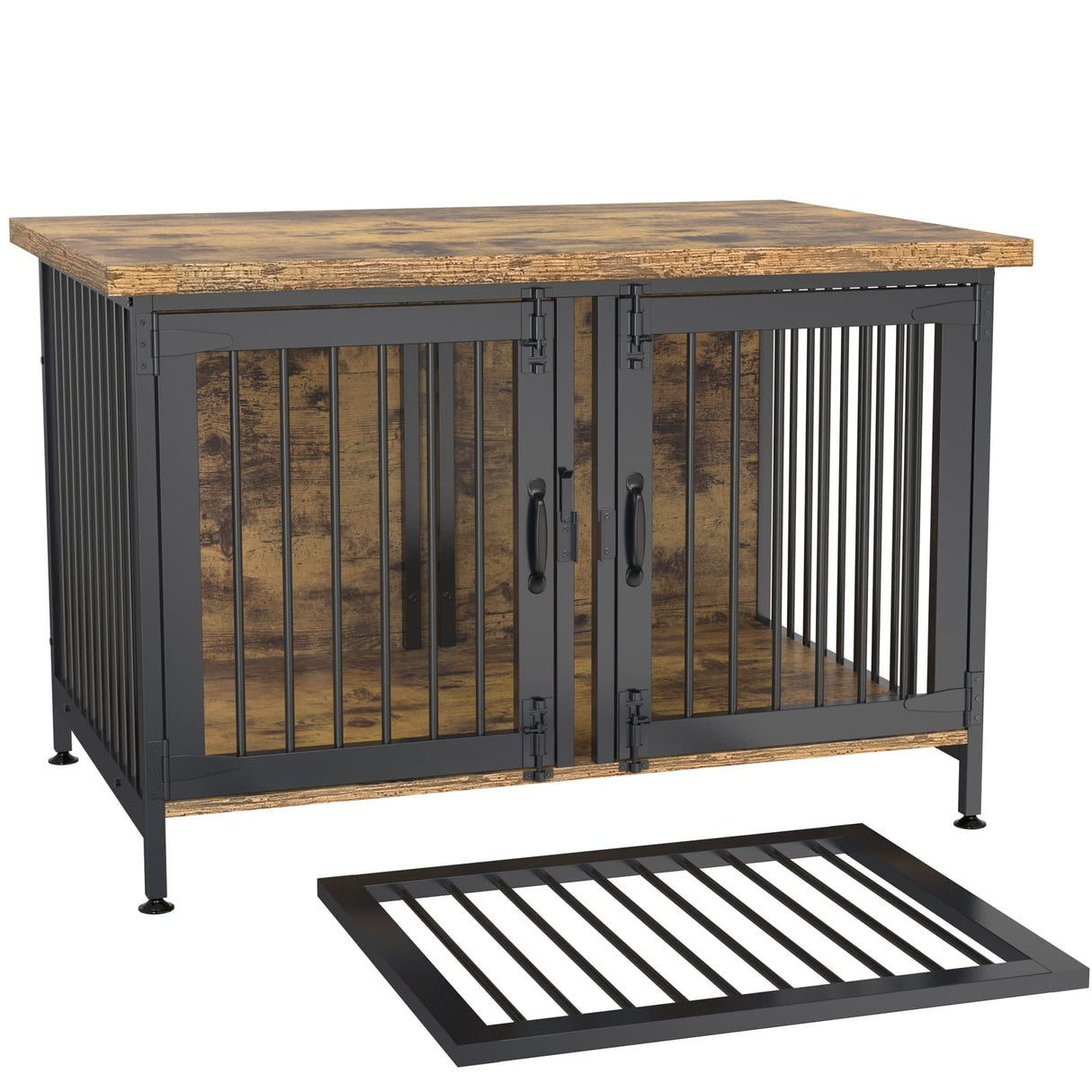 GDLF Double Dog Crate with Divider for 2 Small Dogs or 1 Dog, Furniture Style Kennel Indoor Cage with Removable Panel (Int.dims:36.2”Wx24.5”Dx21”H) GDLF