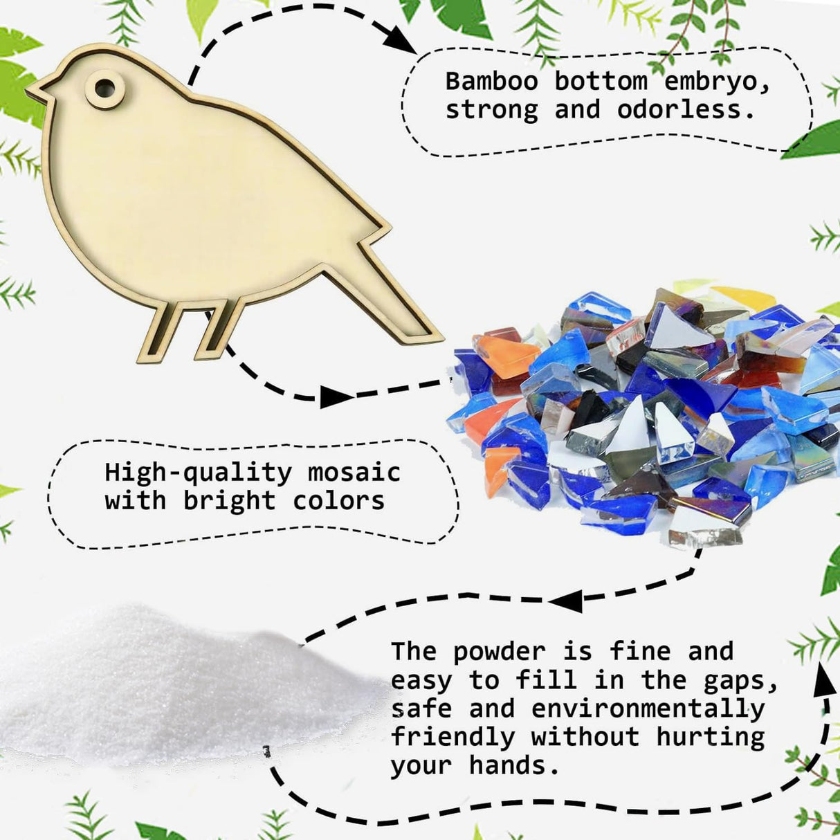 ZTIKSNYU DIY Glass Mosaic Tiles Bird Art Crafts Adults Mosaic Art Projects Home Decoration Creative Mosaic Glass Gift Kit for Kids 8 Ages Glass Pieces Mosaic Making Coaster Puzzle Gifts Christmas ZTIKSNYU