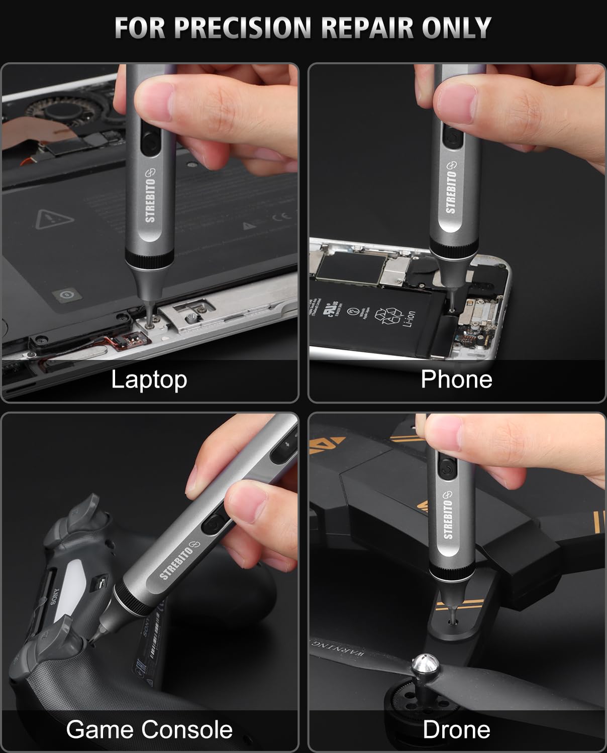 STREBITO 3.7V Mini Electric Screwdriver, 42-in-1 Precision Electric Screwdriver Kit, 36 S2 Magnetic Bits, Mini Power Screwdriver with Display, Electric Screwdriver Cordless for Electronic Laptop Phone STREBITO