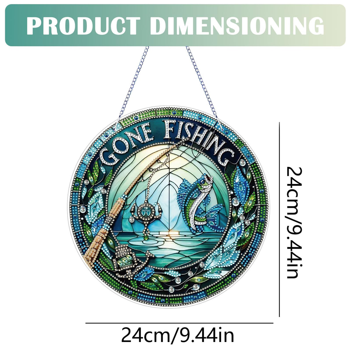 POETRYDRAW DIY Hanging Diamond Art Pendant Kit Hooked Fish, Special Crystal Diamonds Painting Ornament for Adults, 5D Diamond Art Suncatchers Double Sided Board Gem Painting Box Kit POETRYDRAW