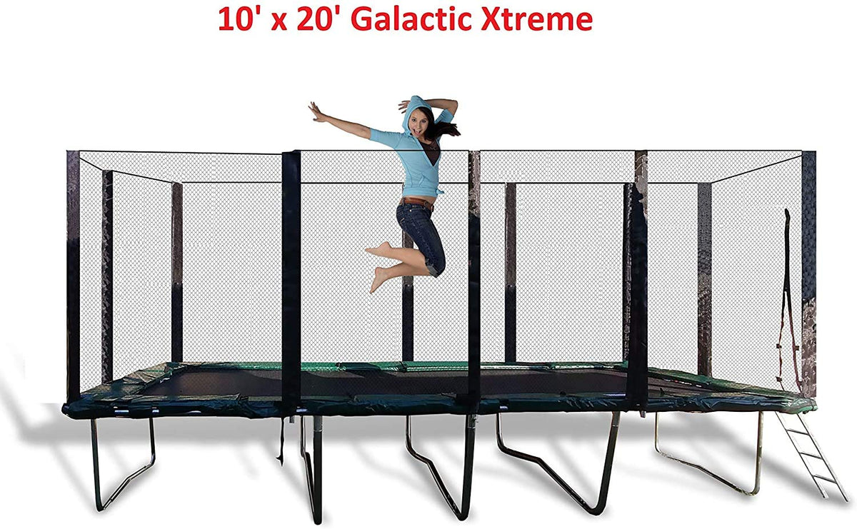 Galactic Xtreme Commercial Grade Rectangle Trampoline - 10x20 Gymnastics Trampoline with Net Enclosure - Heavy Duty 750lbs Jumping Capacity Best Trampoline USA