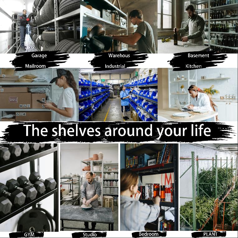 Darubtes Industrial Storage Rack,Heavy-Duty Steel Shelving Unit,Multi-Purpose Garage Organization System Black 72" H x 62" W x 23.5" D 5-Tier Darubtes