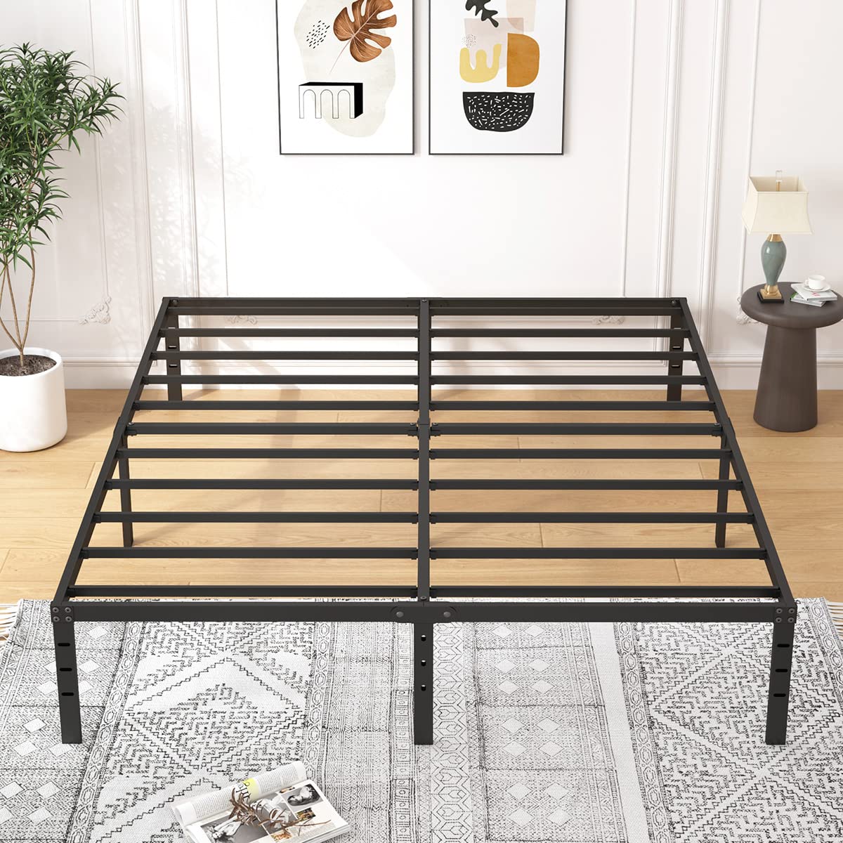 ALDRICH Heavy Duty 18 Inch Black Metal King Size Bed Frame with Noise-Free Assembly ALDRICH