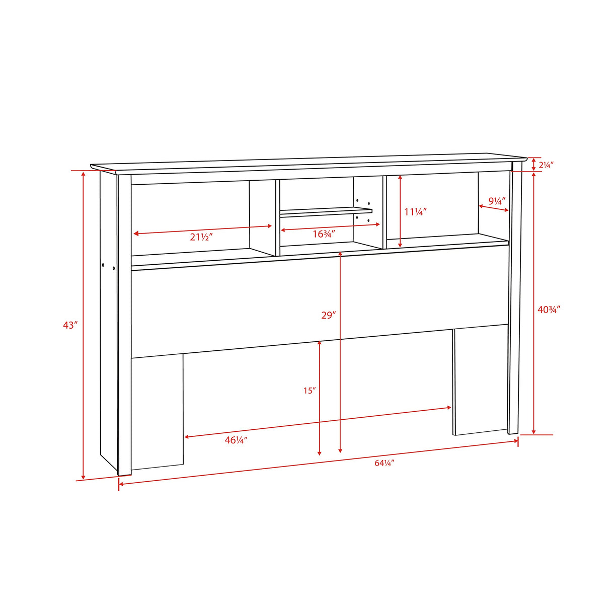Prepac Salt Spring Rustic Full/Queen Headboard with Bookcase, Farmhouse Bookcase Headboard for Full/Queen Beds 11" D x 65.75" W x 43" H, Drifted Gray, DSH-6643-V Prepac