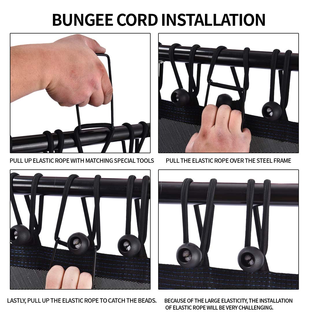 Newan 48'' Fitness Trampoline with Adjustable Handle Bar, Silent Trampoline Bungee Rebounder Jumping Cardio Trainer Workout for Adults - Max Limit 330 lbs NEWAN