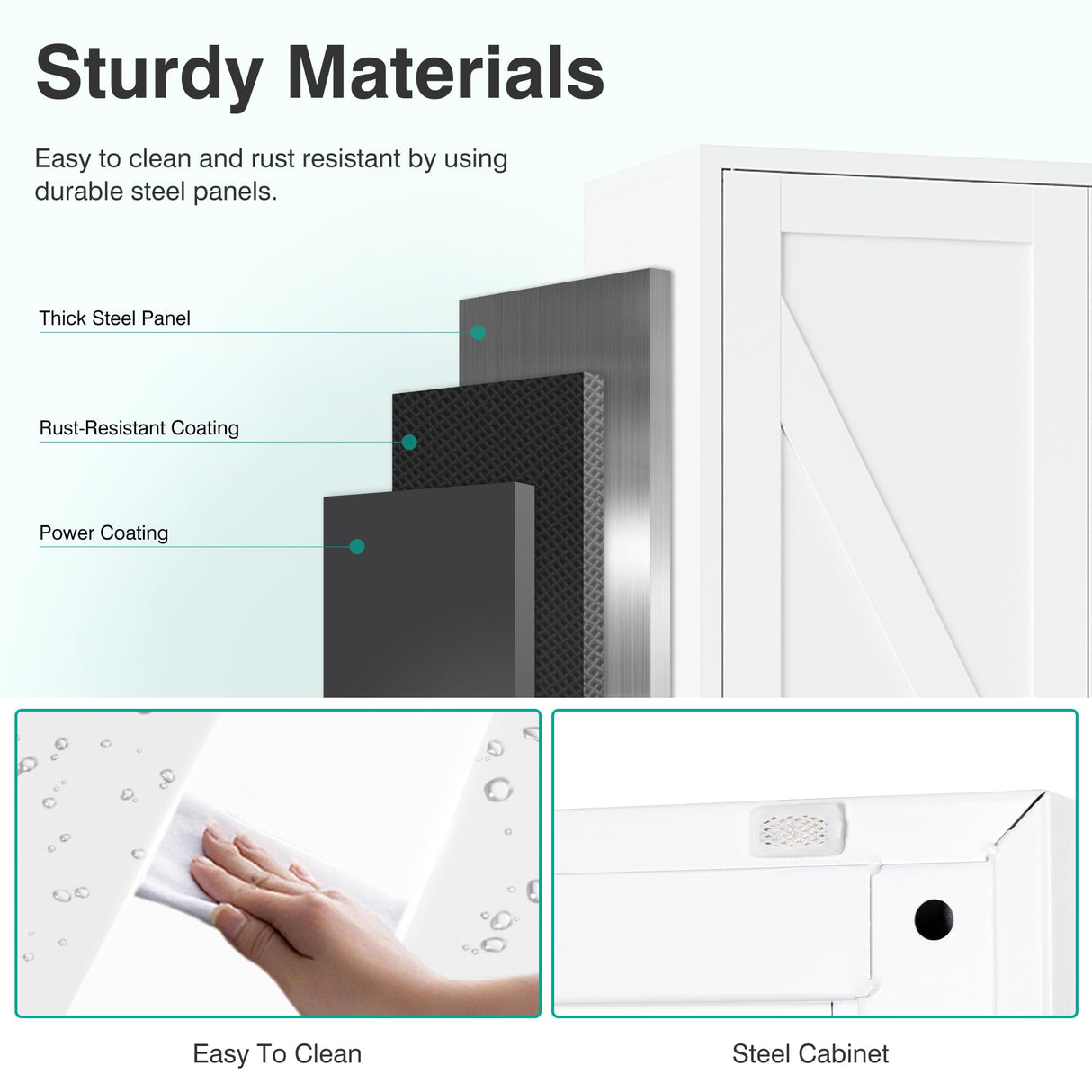 SISESOL Tall Metal Storage Cabinet with 2 Doors and 5 Shelves,75 inch White Pantry Storage Cabinet,Large Farmhouse Pantry Cupboard for Home,Kitchen,Dining/Living Room SISESOL