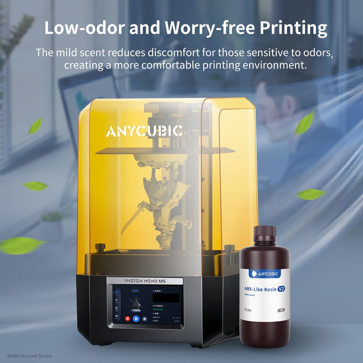 ANYCUBIC Water Washable ABS-Like 3D Printer Resin, High Toughness and Durability, High Precision and Easy to Post-Process, Low Odor, Wide Compatibility for All LCD Resin 3D Printers (White, 1kg) ANYCUBIC