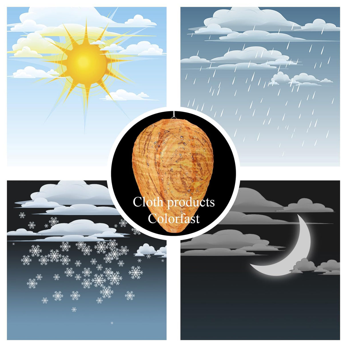 DECYOOL 4 Pack Wasp Nest Decoy Hanging Wasp for Wasps Hornets Yellow Jackets Outdoor Waterproof Material (Orange) DECYOOL