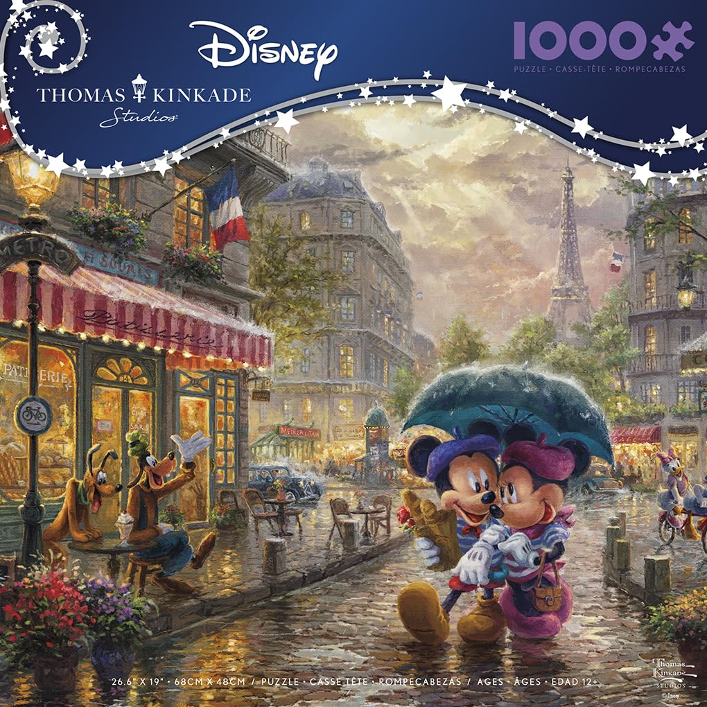 Ceaco - Thomas Kinkade - Disney - Mickey & Minnie in Paris - 1000 Piece Jigsaw Puzzle Ceaco