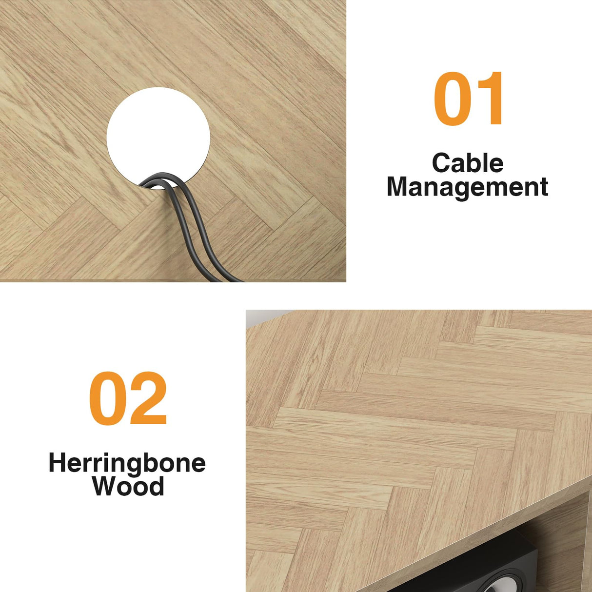 Giluta TV Stand for TV up to 75 Inch, Wood TV Cabinet with Open Storage, Entertainment Center TV Console Table, Coffee Table for Living Room (Light Oak) Giluta