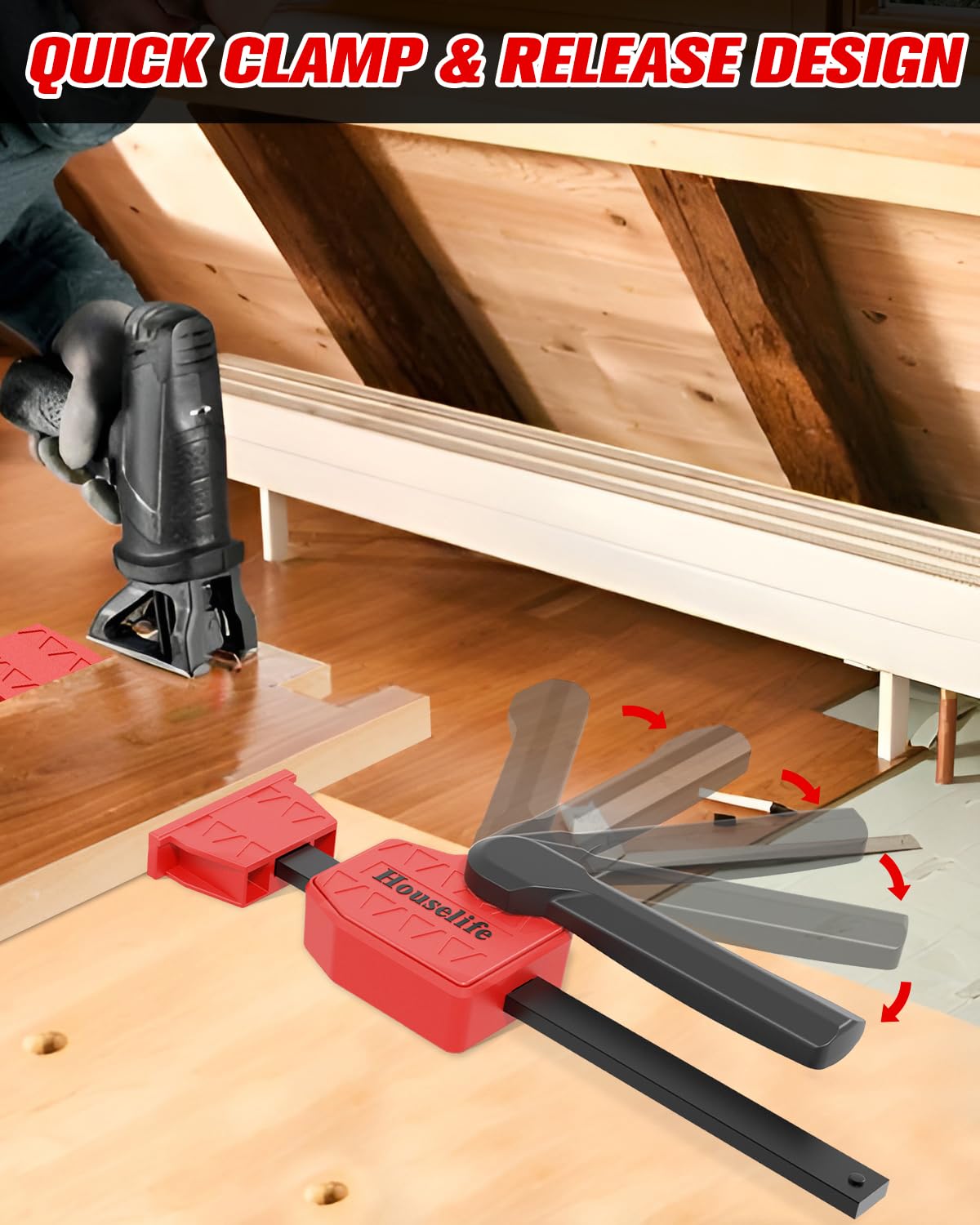 Bench Dog Clamp 3/4 inch Dog Hole Clamp Up to 155 Lbs Clamping Force, Quick Clamp and Release Wood Clamps, Bench Dogs Clamps for Woodworking (2 Pack) Houselife