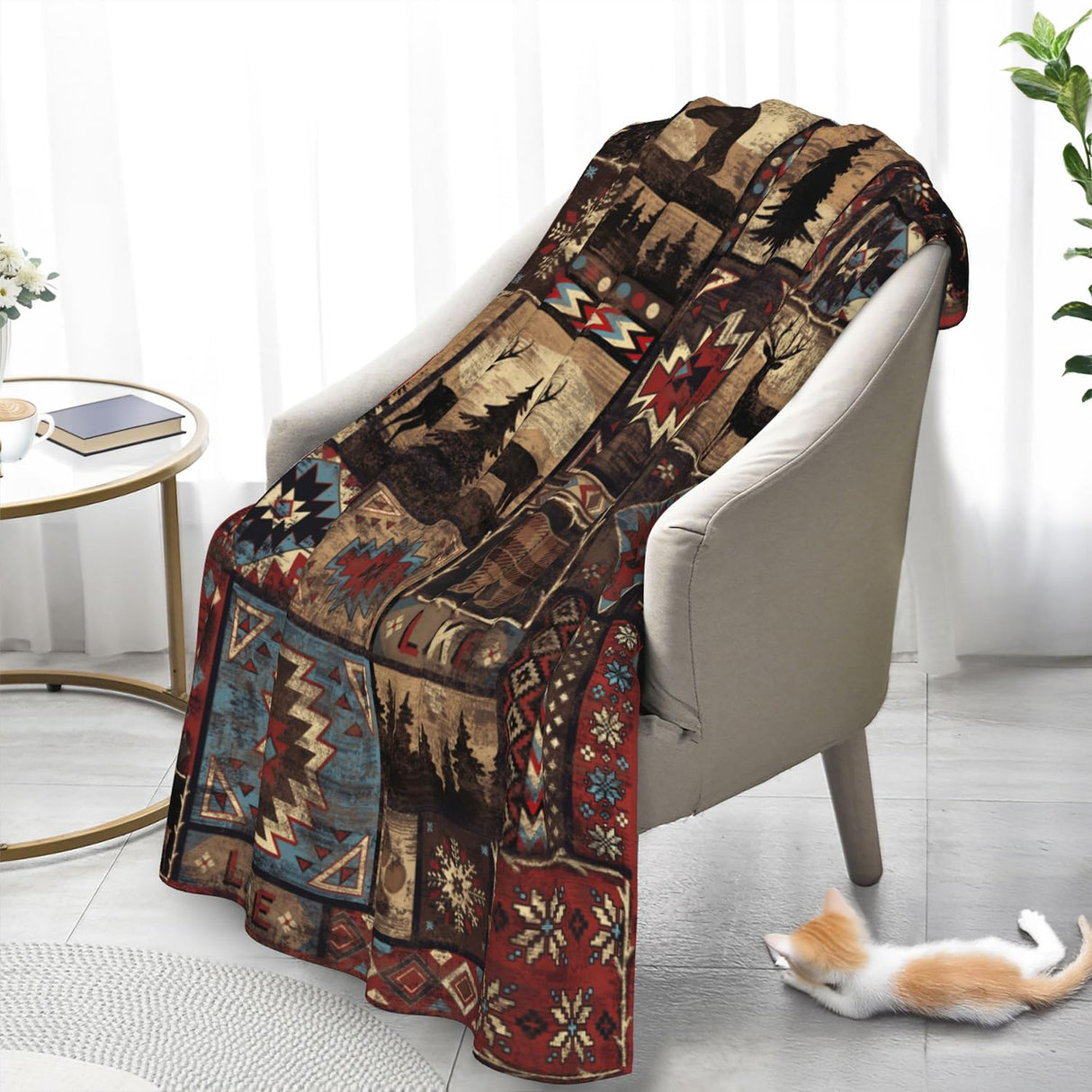 Blanket Cabin Rustic Bear Deer Throw Blanket Lodge Moose Soft Warm Velvet Blanket Lightweight Bed Blanket Farmhouse Home Decor Fleece Blanket Sofa Blanket Luxurious Gift for Men Women KAPLIPE