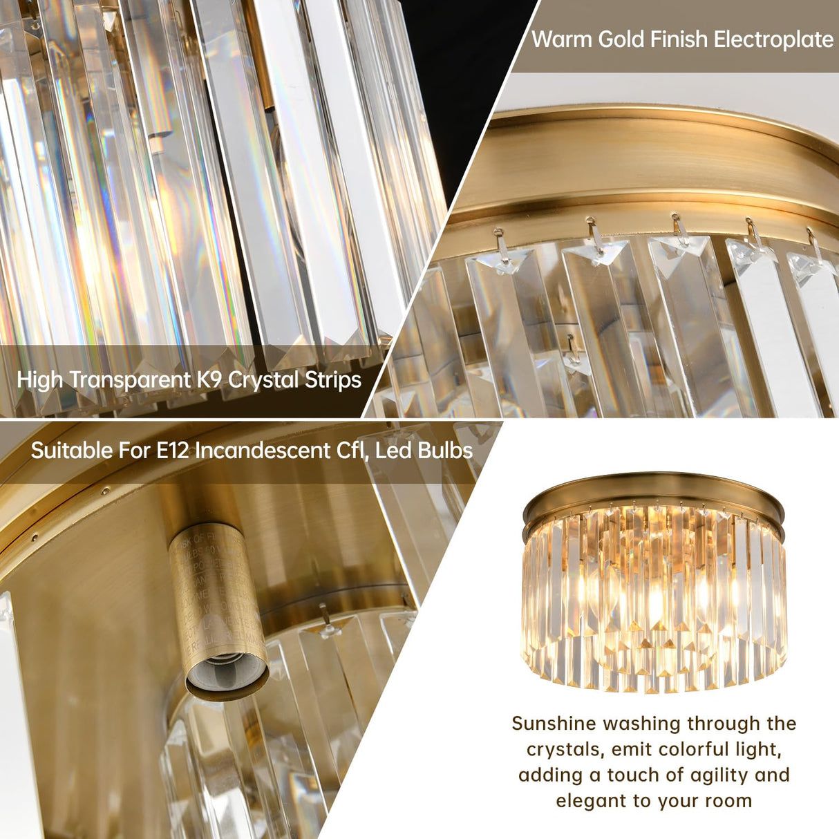 Blinghy Flush Mount Ceiling Light, Crystal Ceiling Light, Modern Crystal Chandelier Ceiling Chandelier. Suitable for Living Room, Bedroom, Dining Room Island, Gallery Entrance. Blinghy