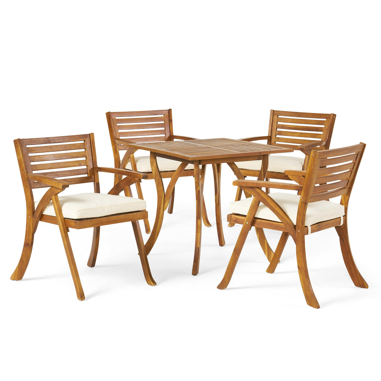 Christopher Knight Home Hermosa Acacia Wood Dining Set, 5-Pcs Set, Teak Finish Christopher Knight Home