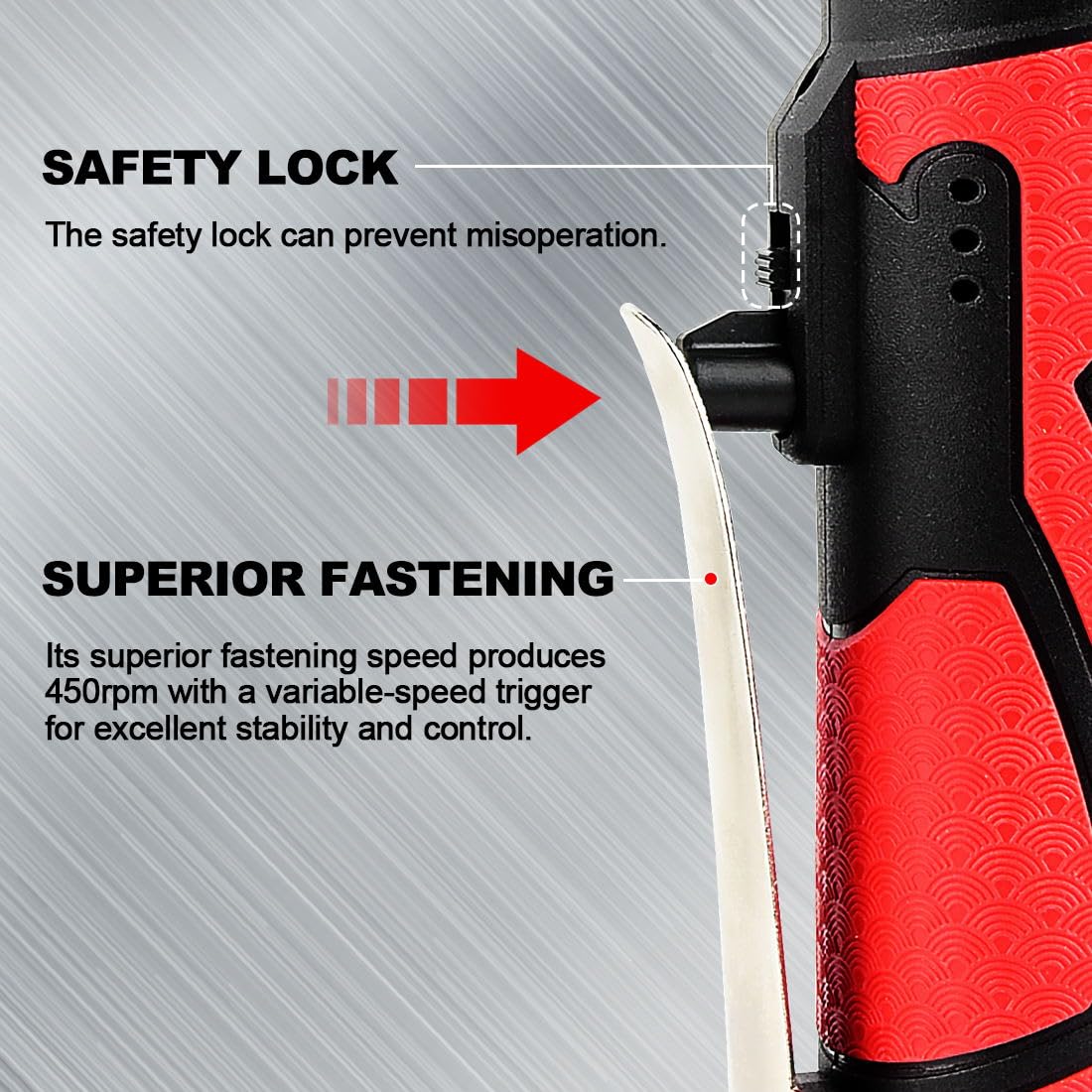 AUTOJARE Extended 18V Cordless Electric Ratchet Wrench Set 3/8" Drive 450RPM Power Ratchet Tool Kit 60 ft-lbs Cordless Ratchet Kit with 1/4" Socket Adapter, 7pcs Socket, Charger and 2pcs Batteries AUTOJARE