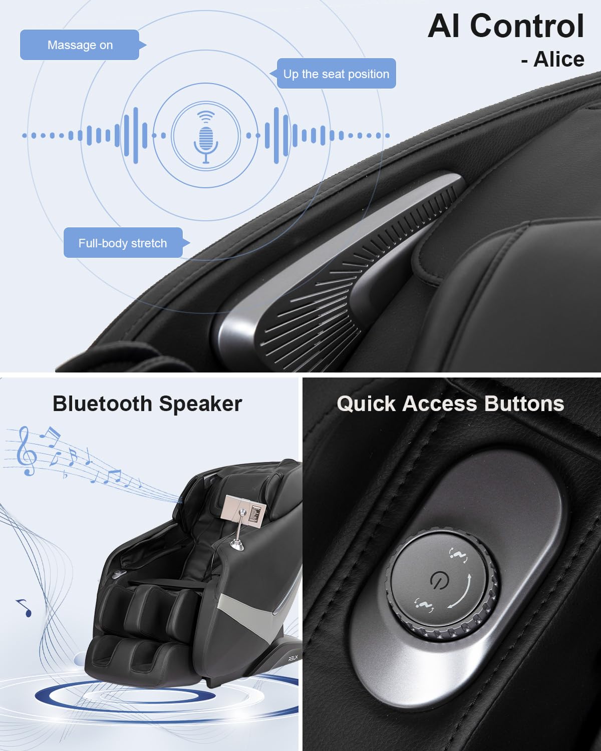 RELX 2025 Massage Chair Full Body, Zero Gravity Airbag Shiatsu Massage Chair with SL-Track, Heating, AI Control, Body Scan, 13 Modes, Foot Rollers, and Deep Yoga Stretch (Black) RELX