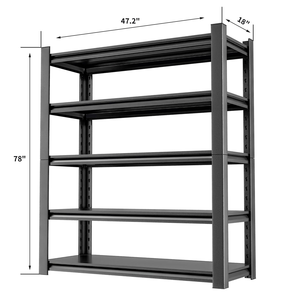 OLLRRACT Heavy Duty Metal Storage Shelf for Garage, 5 Tier Industrial Shelving Unit - Garage Shelving, Utility Shelf, Metal Storage Rack Shelving, Durable Garage Shelf Organizer 18" D x48 W x78 H OLLRRACT