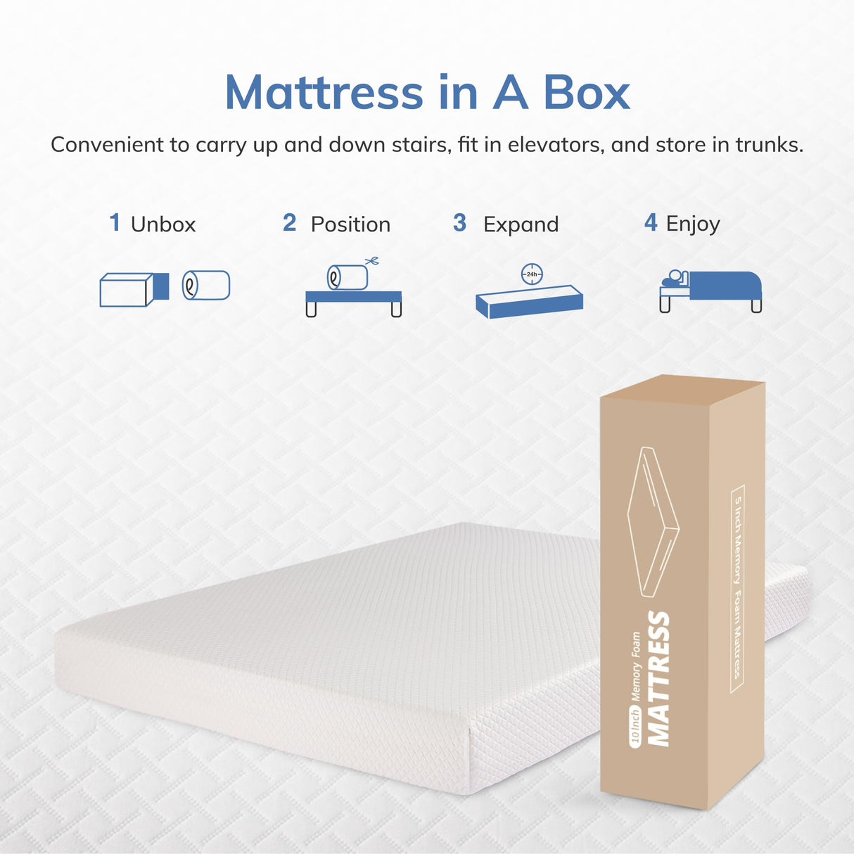 SynthoSpace Queen Mattress 8 Inch Green Tea Memory Foam Mattress, Fiberglass Free & Medium Firm, CertiPUR-US Certified Foam for Cool Sleep & Pressure Relief, Bed in a Box, 60"×80"×8" SynthoSpace