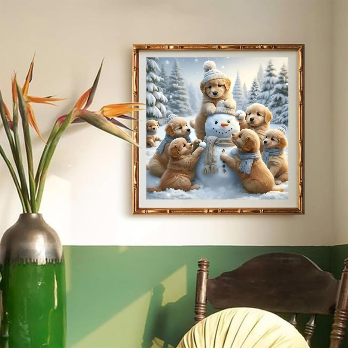 STGLCR Snowman Diamond Painting Kits for Adults - Dog Diamond Art Kits for Adults Beginner, Winter DIY Full Drill Diamond Dots Paintings with Diamonds 5D Gem Art and Crafts Home Wall Decor 12x12inch STGLCR