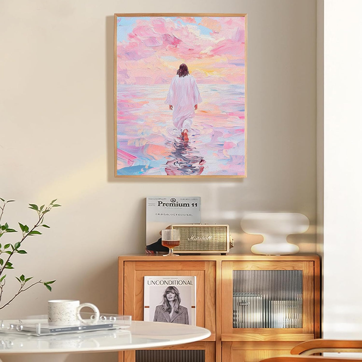 Paint by Numbers for Adults and Kids, Pink Wall Art Religious Christian Painting by Number Kits On Canvas, Jesus Number Artist Paint by Number Kit Funny DIY, Home Wall Decor, Gifts 10X13.78in BAWKENTON